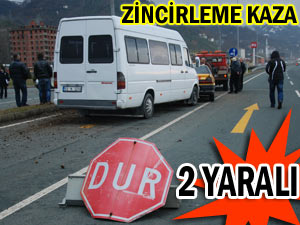 Çayelinde zincirleme trafik kazası: 2 yaralı